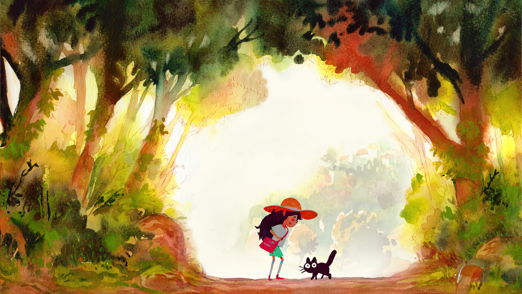 Dordogne gameplay showing a beautiful watercolour countryside scene, a nostalgic scene.